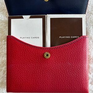 Coach one Black and one Red Leather Card Cases with Playing Cards